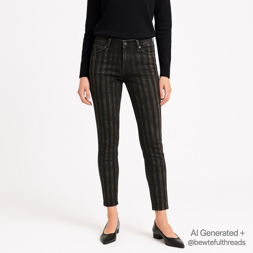 Annette Görtz EU 42 / US 10 Black Patterned Skinny Jeans Minimalist Avant-Garde